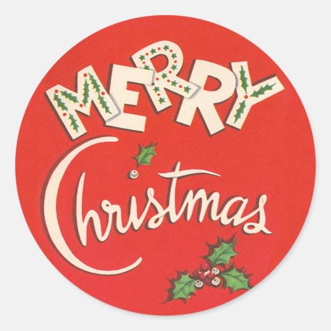Vintage Merry Christmas Sticker (Front)