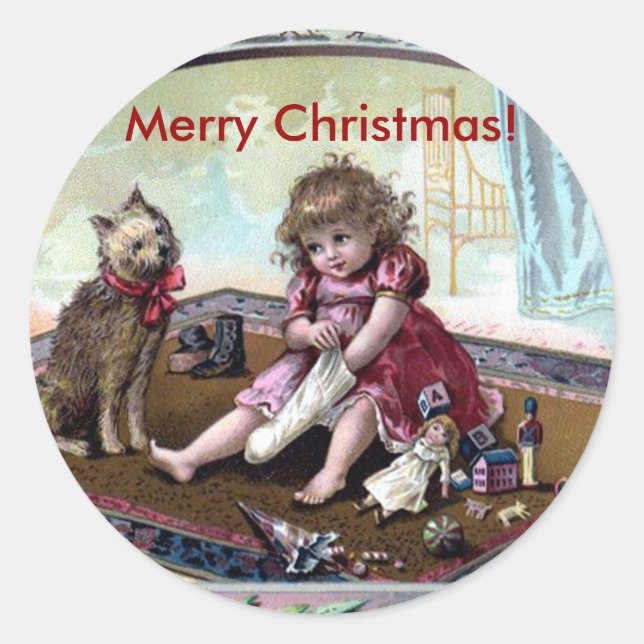 Vintage Merry Christmas Sticker (Front)