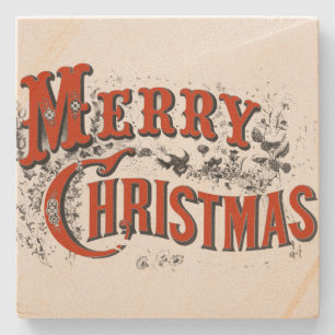 Vintage Merry Christmas Stone Coaster