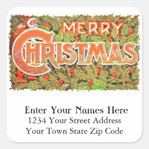 Vintage Merry Christmas Text Return Address Label