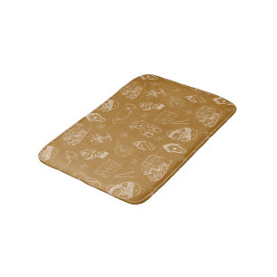 vintage merry christmas toys hand drawn bath mat