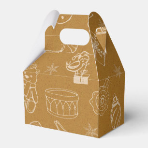 vintage merry christmas toys hand drawn favour box