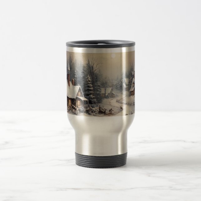 Vintage Merry Christmas Travel Mug (Center)