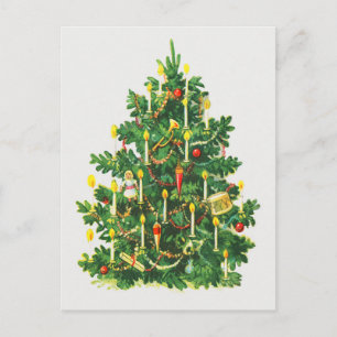 Vintage Merry Christmas Tree Greetings Postcard