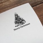 Vintage Merry Christmas Tree Pine Gifts Rubber Stamp<br><div class="desc">A vintage Merry Christmas stamp with a christmas tree and gifts.</div>