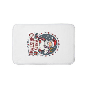 Vintage Merry Christmas Unicorn Santa Funny Christ Bath Mat