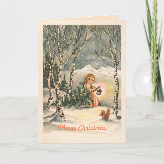 Vintage Merry Christmas Vintage Holiday Card (Front)