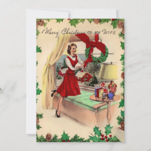 Vintage Merry Christmas Wife Holiday Card