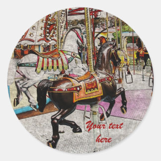 vintage merry-go-round horse classic round sticker