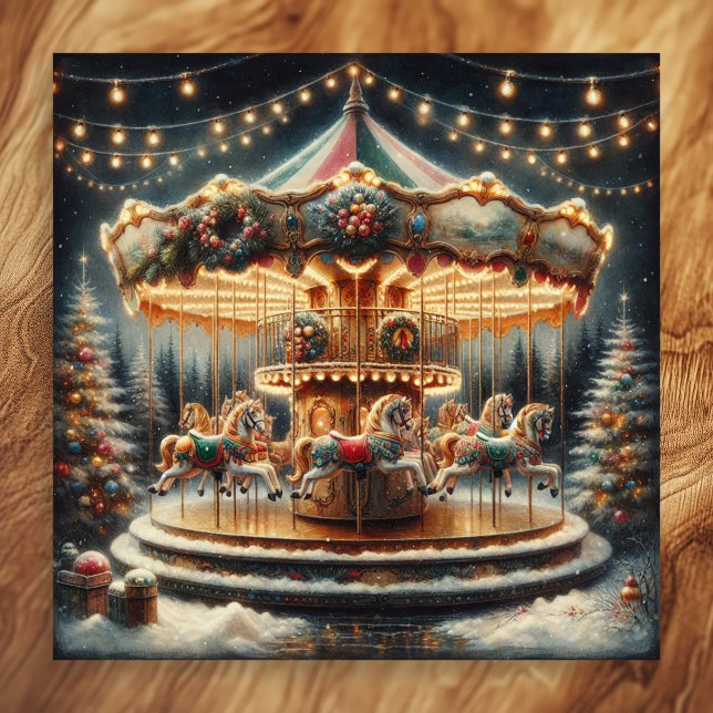 Vintage Merry-Go-Round Whimsical Christmas Poster (Creator Uploaded)