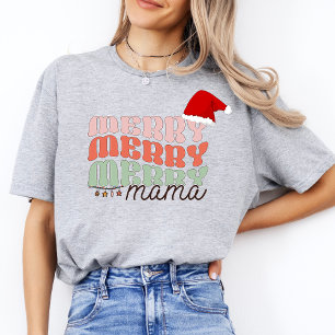 Vintage Merry Mama Modern Xmas Retro Women Mother T-Shirt