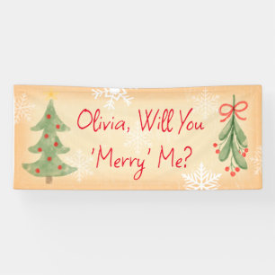 Vintage "Merry Me" Marriage Proposal Pun Banner