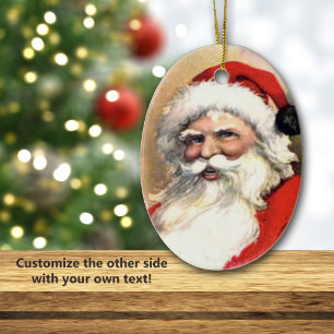 Vintage Merry Santa Personalised Christmas Ceramic Tree Decoration