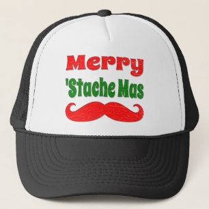 Vintage Merry Stache Mas Funny Christmas Shirt Trucker Hat