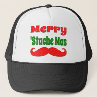 Vintage Merry Stache Mas Funny Christmas Shirt Trucker Hat