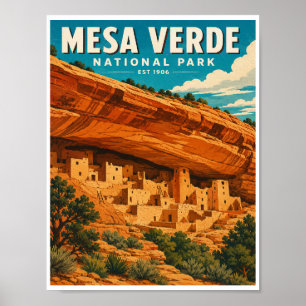 Vintage Mesa Verde National Park Travel Poster