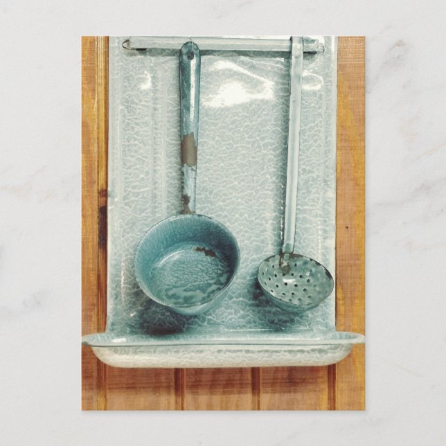 Vintage Metal Ladles Country Kitchen Postcard (Front)