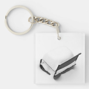 Vintage Metal Lawn Chair Full Of Snow Key Ring