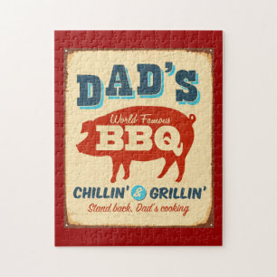 Vintage metal sign - Dad's BBQ Jigsaw Puzzle