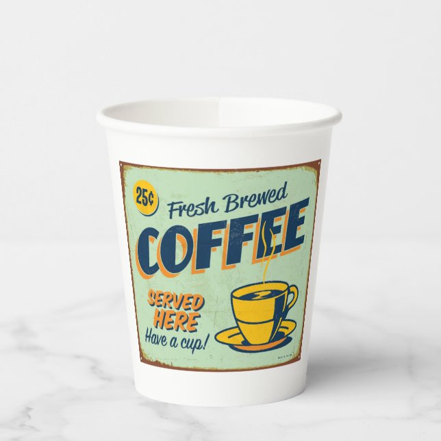 Vintage metal sign - Fresh Brewed Coffee Paper Cups (Left)