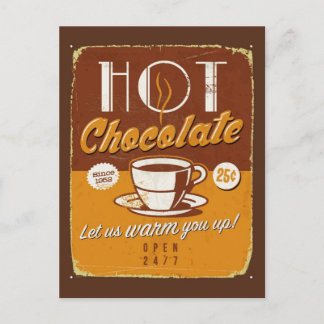 Vintage metal sign - Hot Chocolate Postcard
