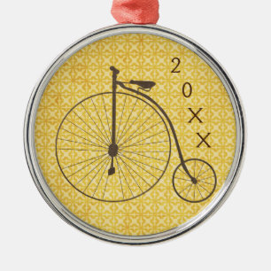 Vintage Metallic High Wheel Antique Bicycle Metal Tree Decoration