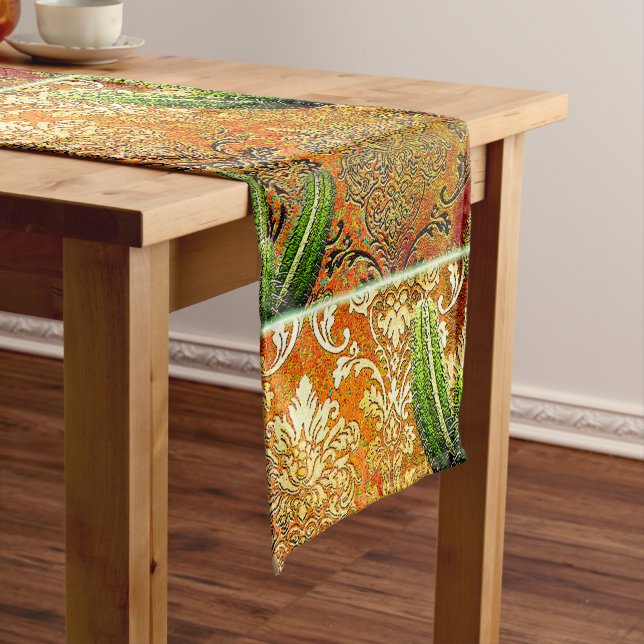 Vintage  Mexican Desert Cactus Short Table Runner (In Situ)