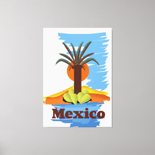 Vintage mexican Palm cartoon Canvas Print