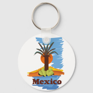 Vintage mexican Palm cartoon T-Shirt Classic Round Key Ring