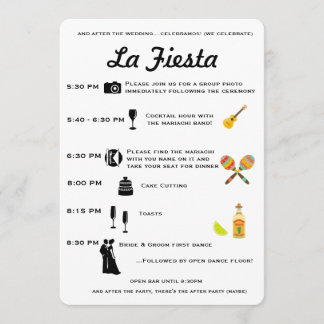 Vintage Mexican Wedding or Fiesta Program Timeline Programme
