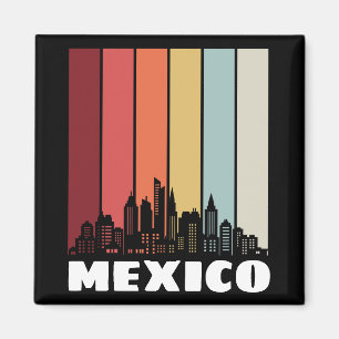 Vintage Mexico CDMX Cityscape Retro Sunset Magnet
