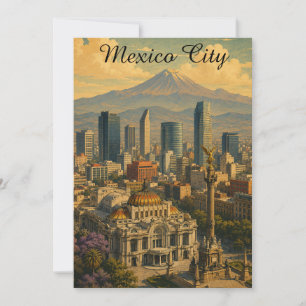 Vintage Mexico City CDMX Retro Travel Card