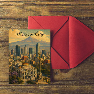 Vintage Mexico City CDMX Retro Travel Postcard