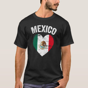 Vintage Mexico City Mexican Flag Heart for   Mexic T-Shirt
