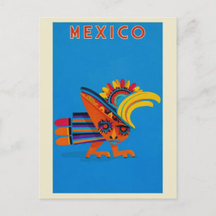 Vintage Mexico Colourful Bird Travel Postcard