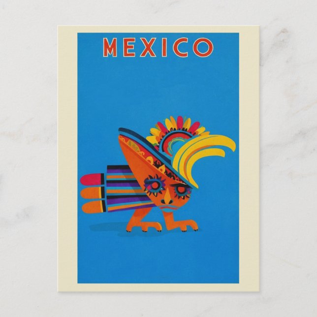 Vintage Mexico Colourful Bird Travel Postcard (Front)