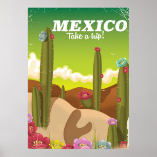 vintage Mexico Desert Travel poster
