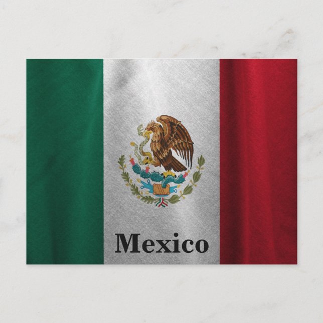 Vintage Mexico Flag Travel Tourism Postcard (Front)