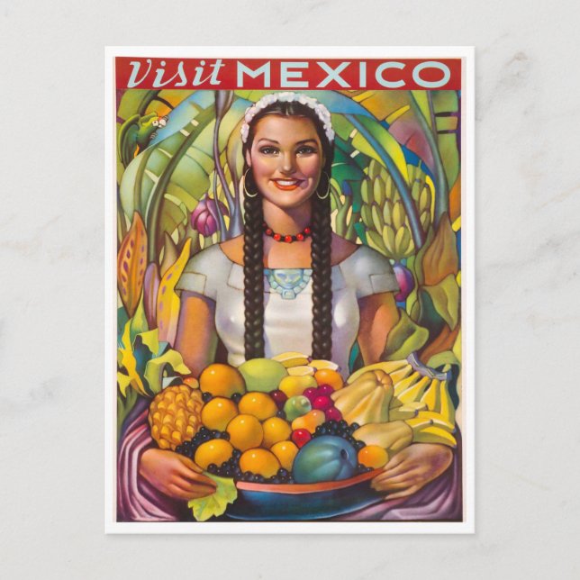 Vintage Mexico Fruit Travel Postcard (Front)