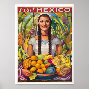 Vintage Mexico Fruit Travel Poster