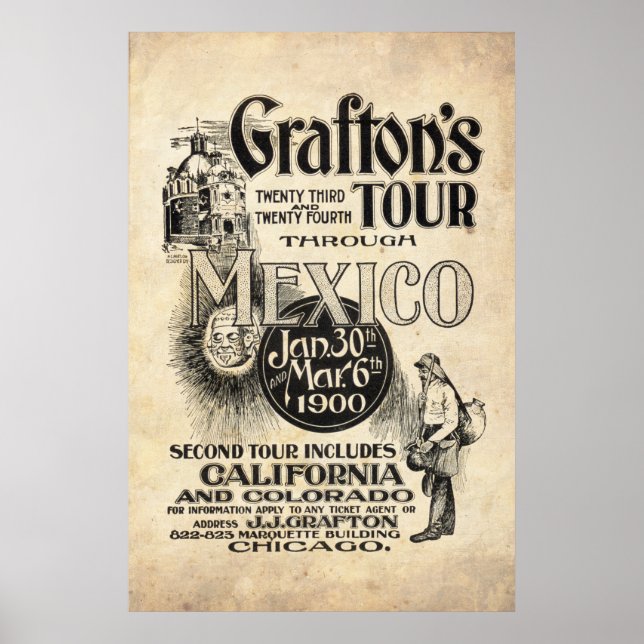 Vintage Mexico Tour Ad from 1899 Poster (Front)