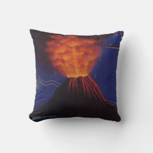 Vintage Mexico Travel Paricutin Volcano Cushion