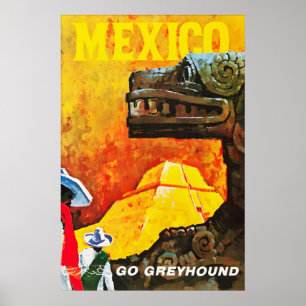 Vintage Mexico Travel Poster Print Retro Tourism