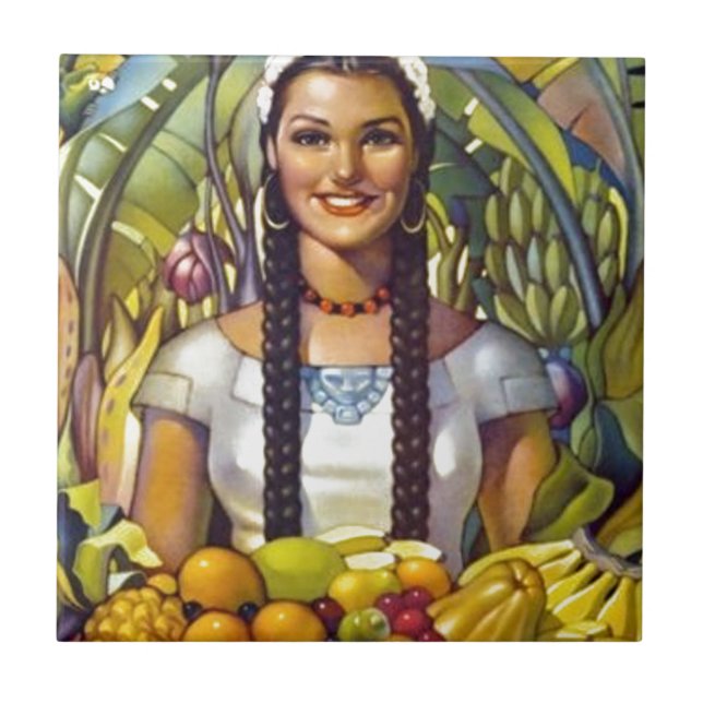 Vintage Mexico Travel Tourism Advertisement Tile (Front)