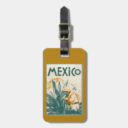 Vintage Mexico Volcano Illustration Luggage Tag