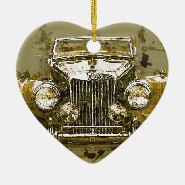 Vintage MG Sports Car Ceramic Tree Decoration (Front)