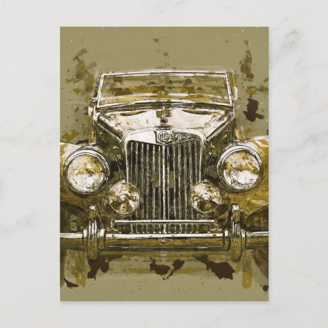 Vintage MG Sports Car Postcard (Front)