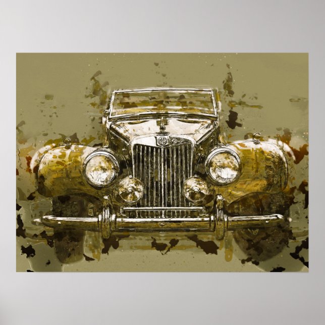 Vintage MG Sports Car Poster (Front)