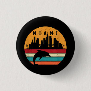 Vintage Miami 80s Dolphin Silhouette Souvenir Dolp 3 Cm Round Badge