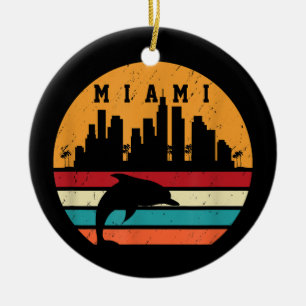 Vintage Miami 80s Dolphin Silhouette Souvenir Dolp Ceramic Tree Decoration
